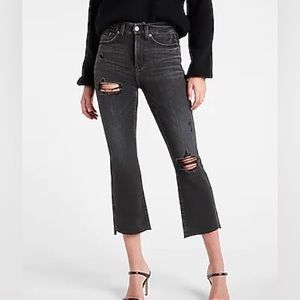 High Waisted FlexX Black Ripped Cropped Flare Jeans. Size XS. Worn once.